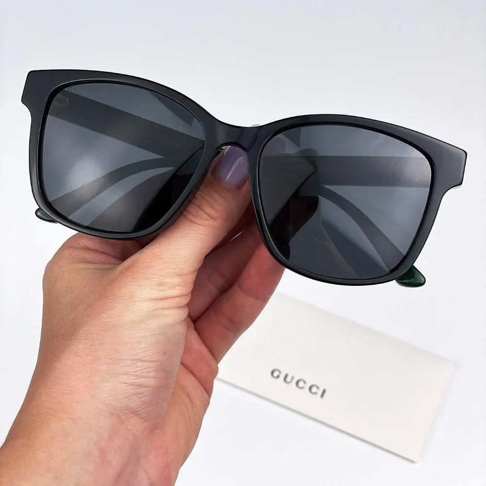 🔥Gucci GG0417SK 001 Sunglasses Black Multicolour Grey Oval Unisex